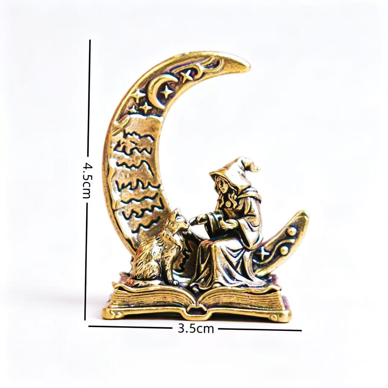 고양이가 있는 황동 달 마녀 장식 조각상, 빈티지 금속 - Vintage Collectible Figurines 리뷰 및 가격